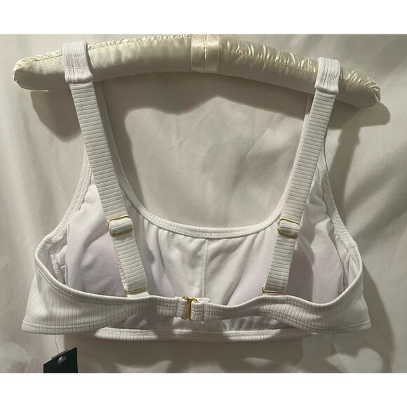 White Ribbed Bikini Top - Size L - NWT - Picture 3 of 7